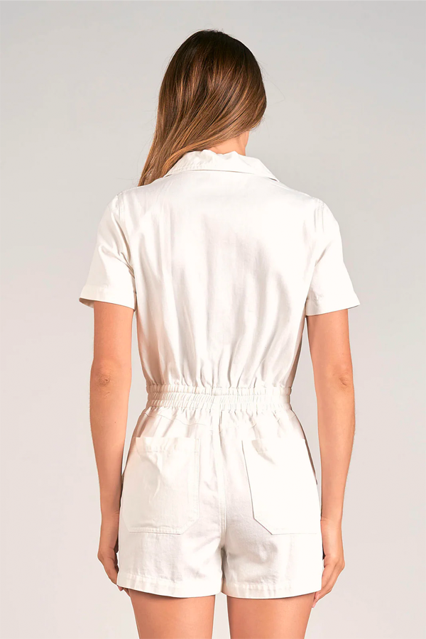 Kelly Denim Romper | White - Thumbnail Image Number 3 of 3
