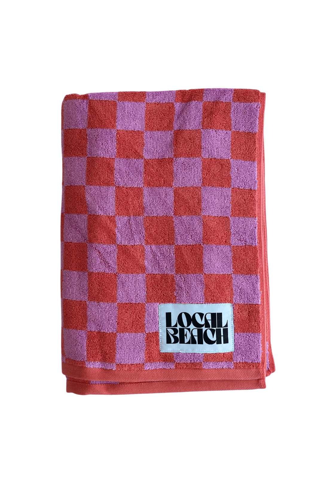 Checker Beach & Bath Towel | Coral & Lavender - Visual Media Number 1 of 1