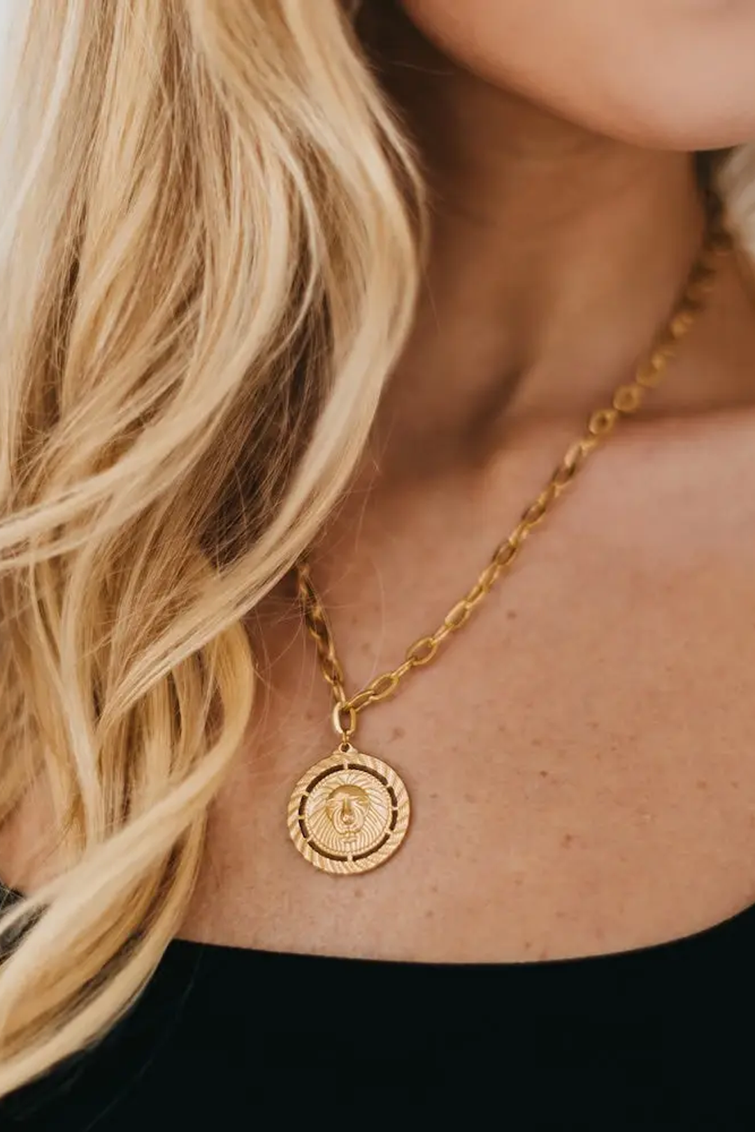 Lion Pendant Chain Necklace | Gold - Visual Media Number 1 of 2