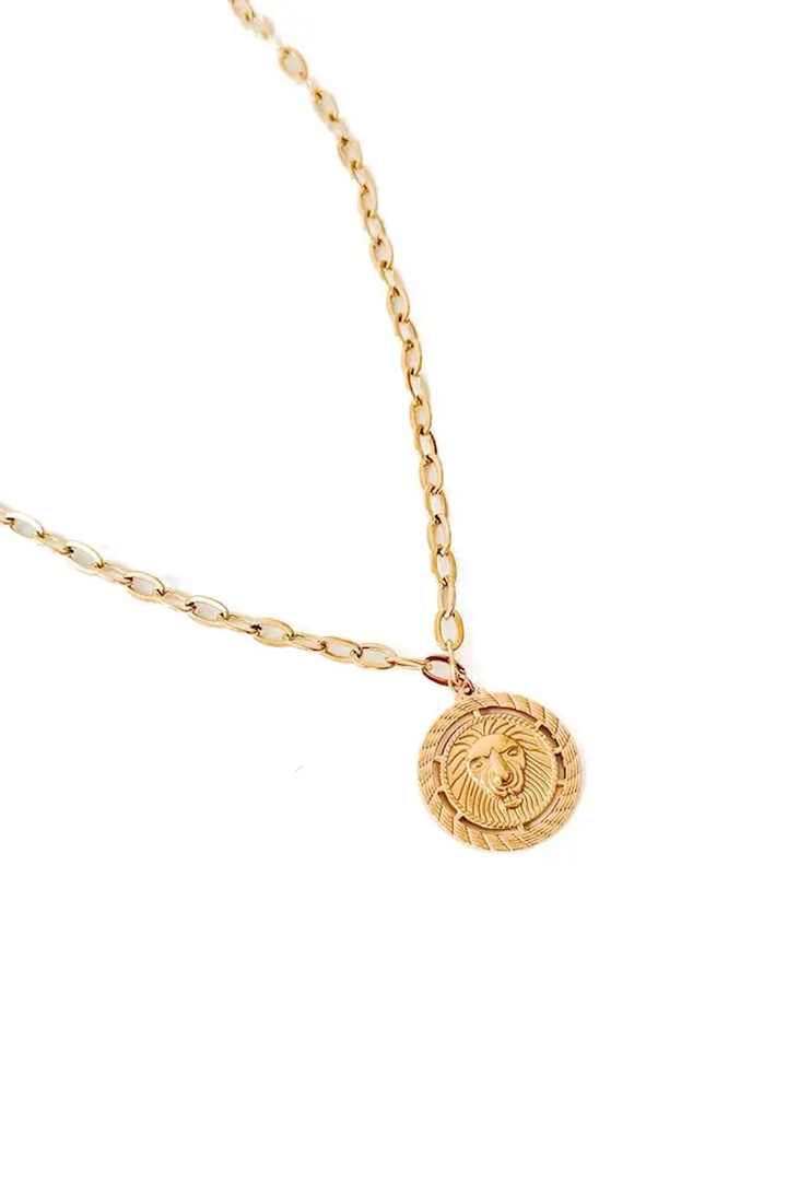 Lion Pendant Chain Necklace | Gold - Thumbnail Image Number 2 of 2

