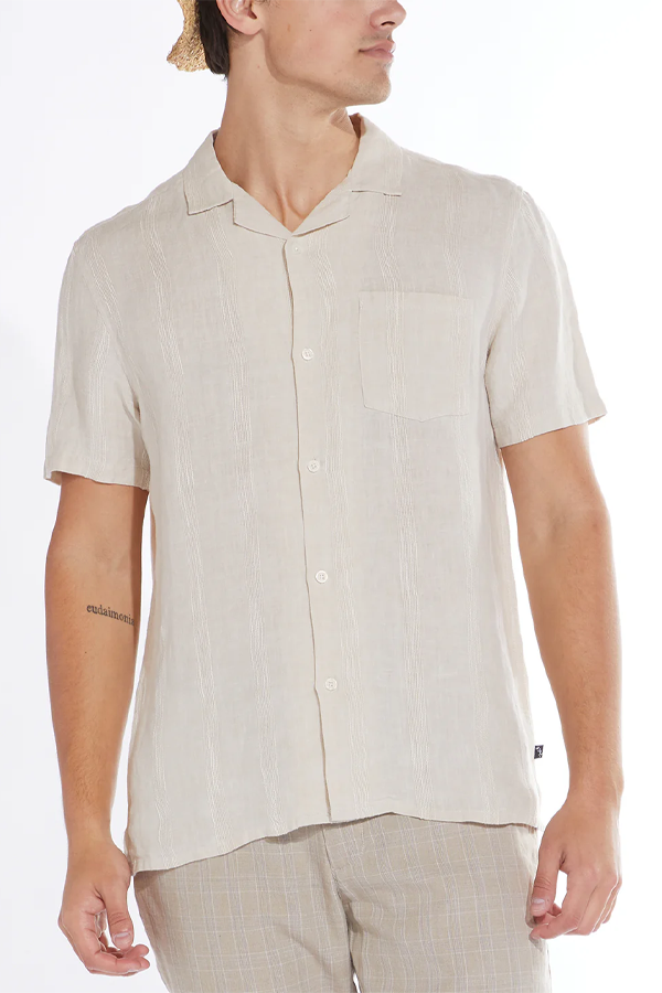 Lodi Linen Resort Shirt | Ecru - Visual Media Number 1 of 3