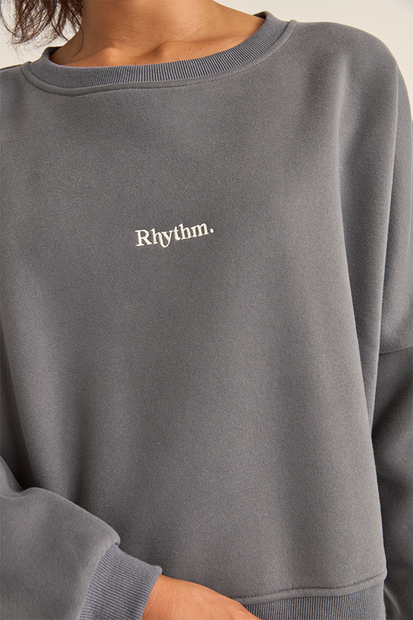 Logo Crewneck Fleece Sweatshirt | Charcoal - Visual Media Number 2 of 3