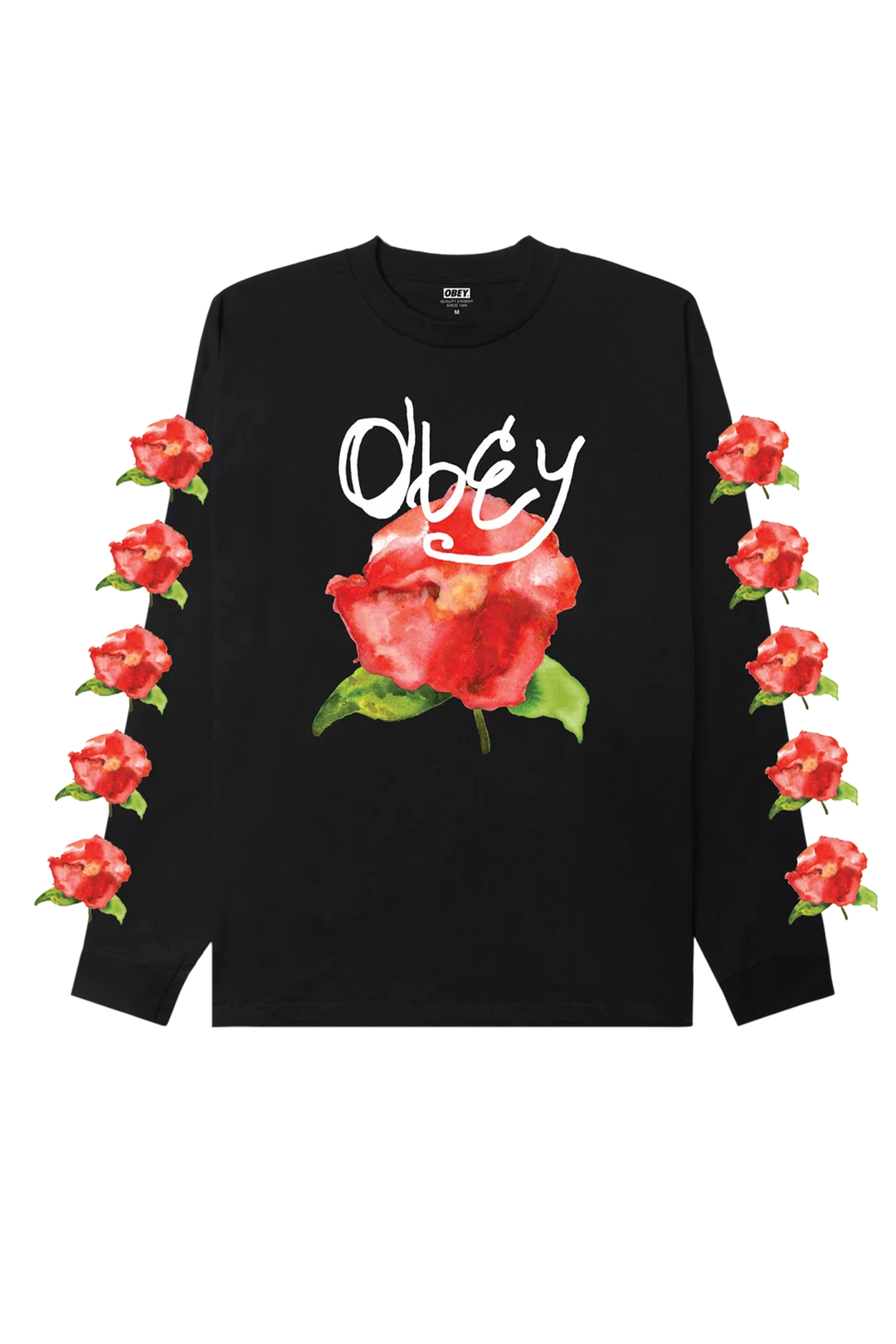 Watercolor Poppy Long Sleeve | Black - Visual Media Number 1 of 1