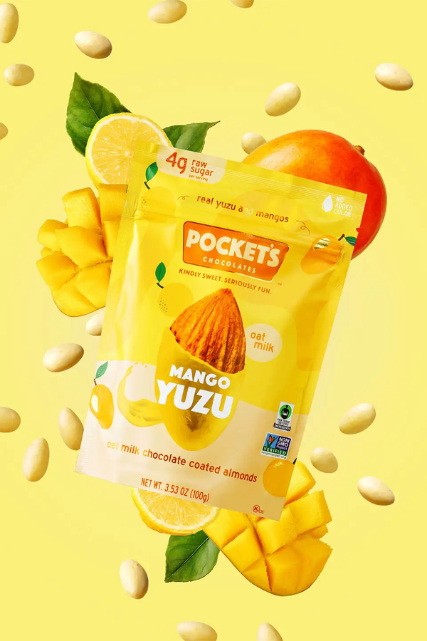 Mango Yuzu Chocolate Almonds, 3.53 oz Pouch - Visual Media Number 1 of 1