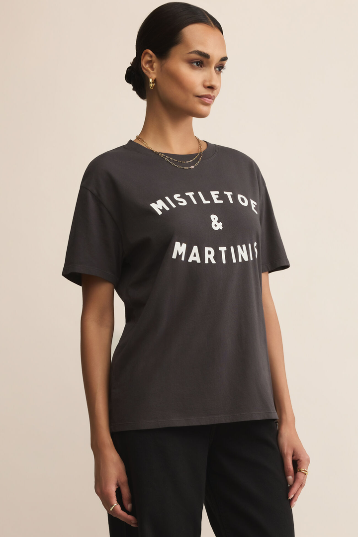 Mistletoe Boyfriend Tee | Black Sand - Thumbnail Image Number 2 of 3
