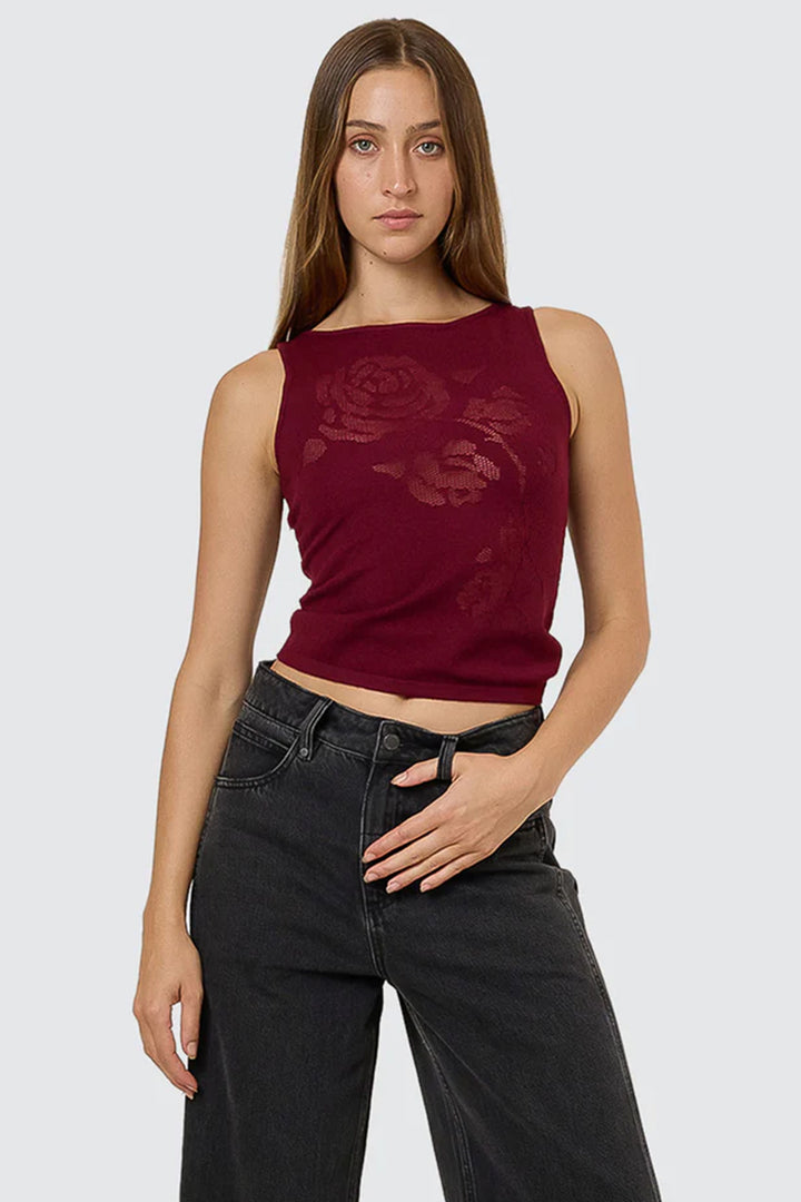 Rosetta Knit Tank | Mahogany - Thumbnail Image Number 1 of 2
