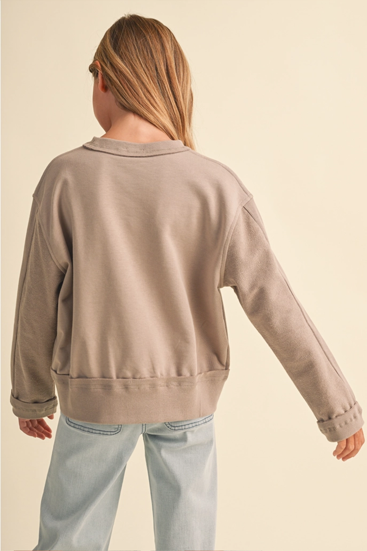 Lucy Crew Neck Sweatshirt | Taupe - Thumbnail Image Number 3 of 3
