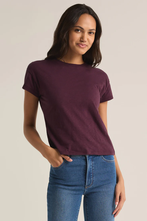 Modern Slub Tee | Berry Wine - Thumbnail Image Number 1 of 3
