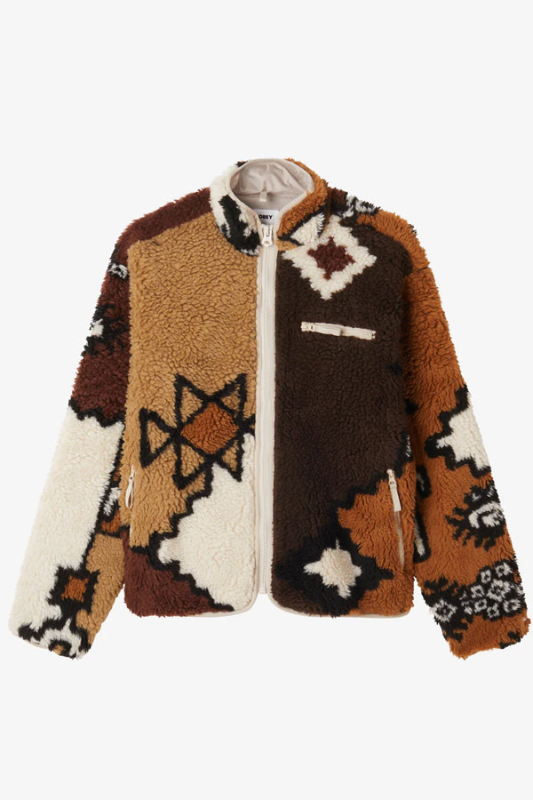 Moroccan Rug Sherpa Jacket | Brown Multi - Thumbnail Image Number 1 of 2
