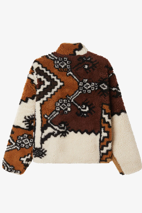 Moroccan Rug Sherpa Jacket | Brown Multi - Thumbnail Image Number 2 of 2
