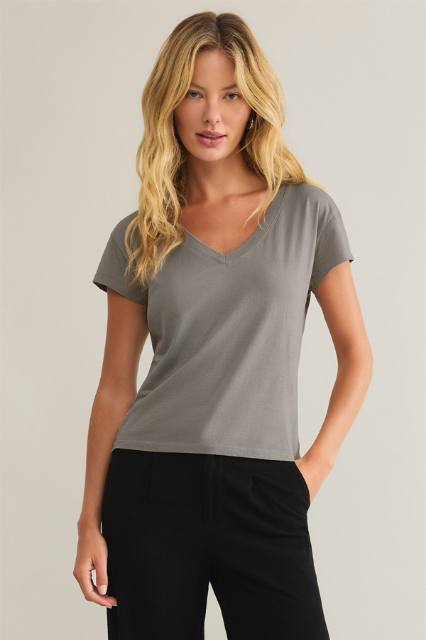 Modern V-Neck Tee | Graphite Grey - Thumbnail Image Number 1 of 3
