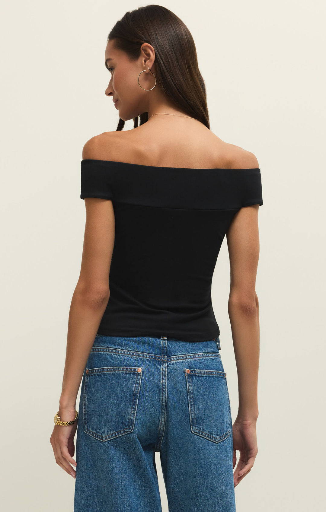Second Skin Off Shoulder Top | Black - Visual Media Number 2 of 2