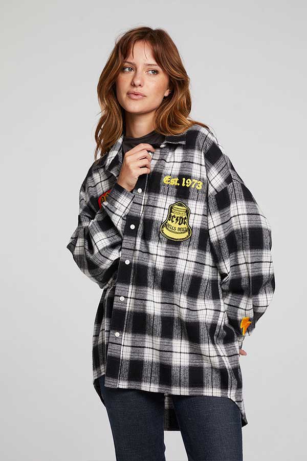 ACDC Flannel | Black White Plaid - Main Image Number 2 of 3