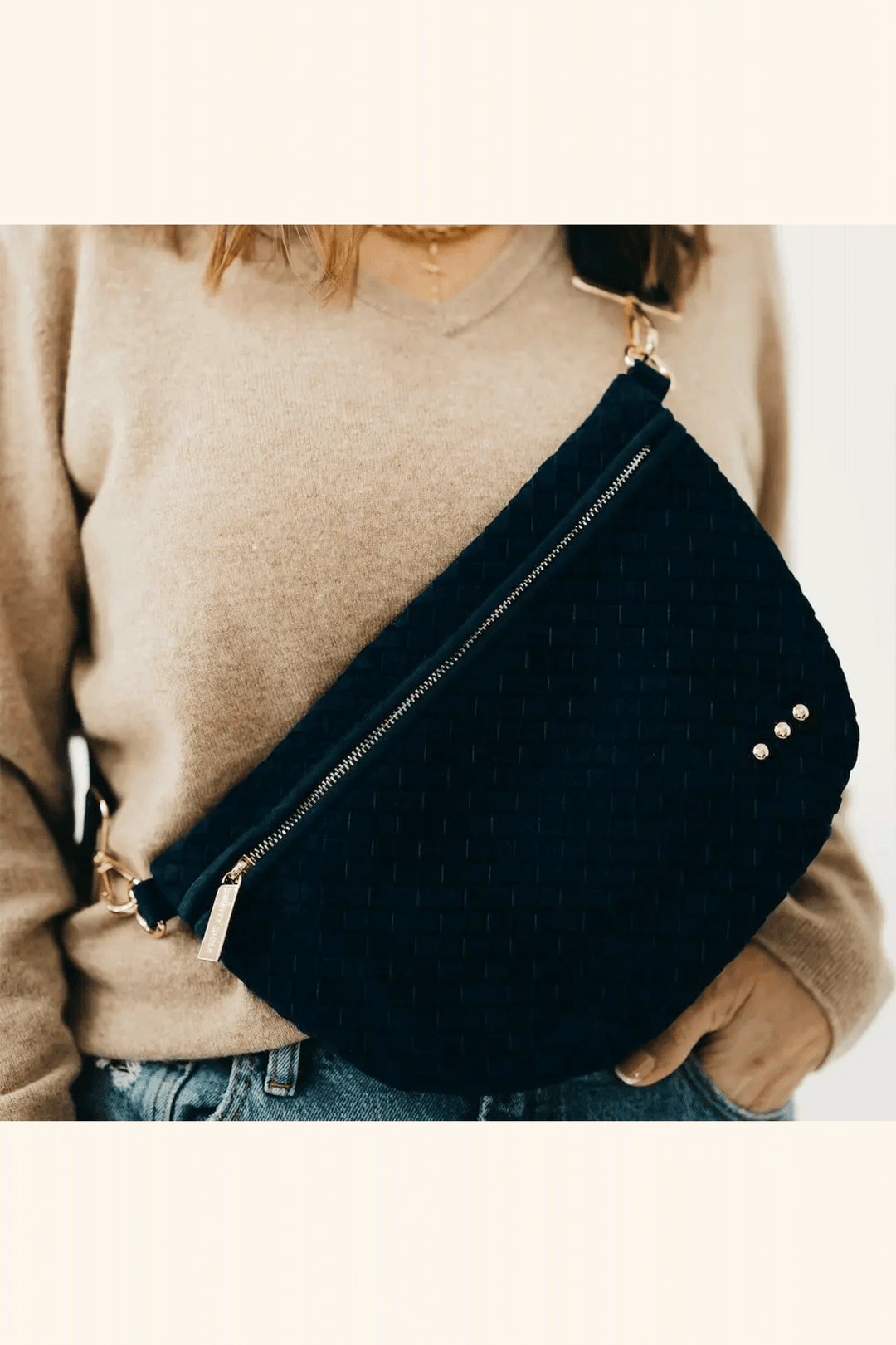 Suede Westlyn Woven Bum Bag | Navy - Visual Media Number 1 of 1