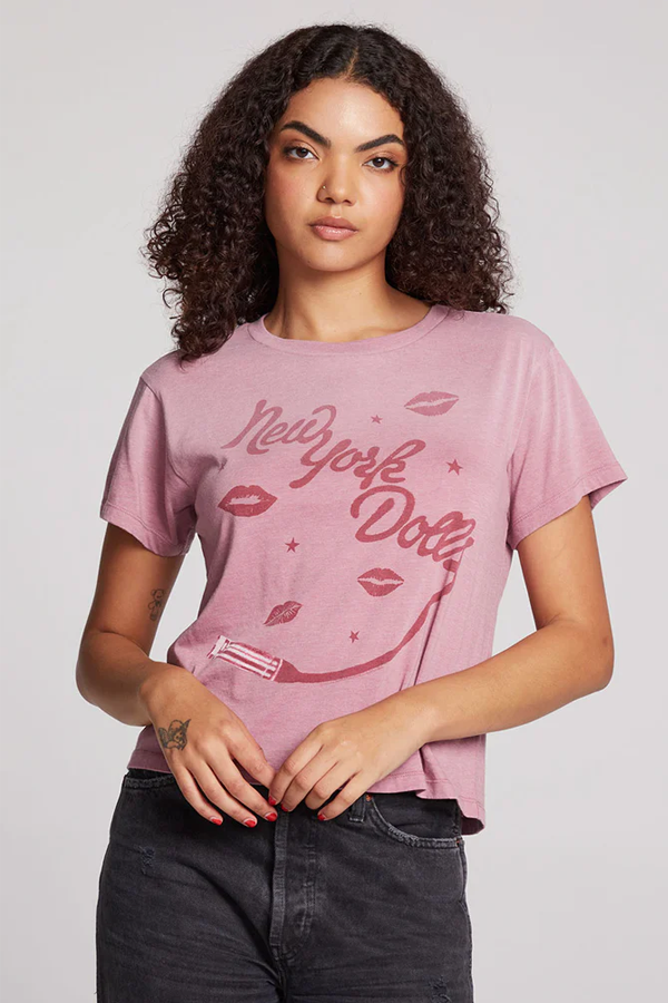 New York Dolls Tee | Faded Mauve Rose - Thumbnail Image Number 1 of 3
