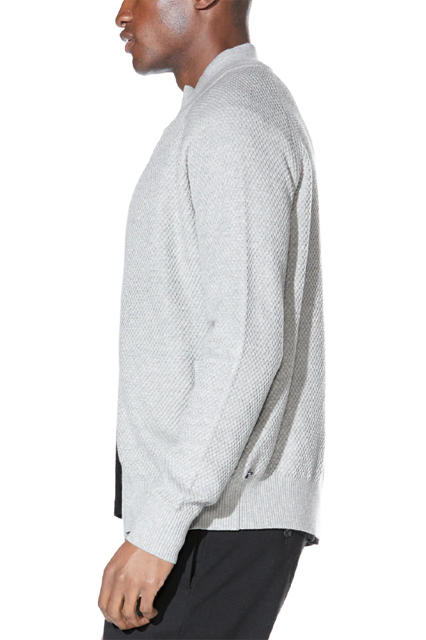 Nikhil Zip Funnel Sweater | Heather Grey - Thumbnail Image Number 2 of 3
