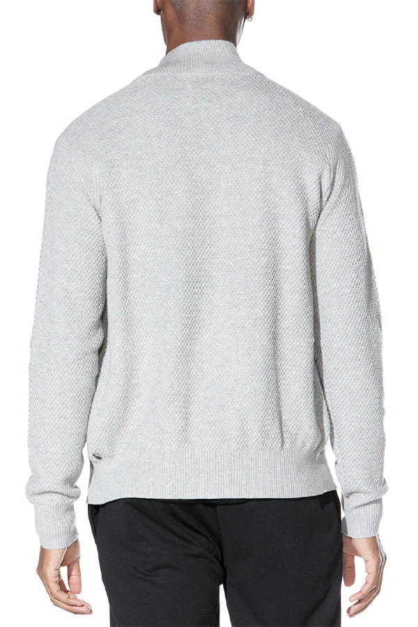 Nikhil Zip Funnel Sweater | Heather Grey - Thumbnail Image Number 3 of 3
