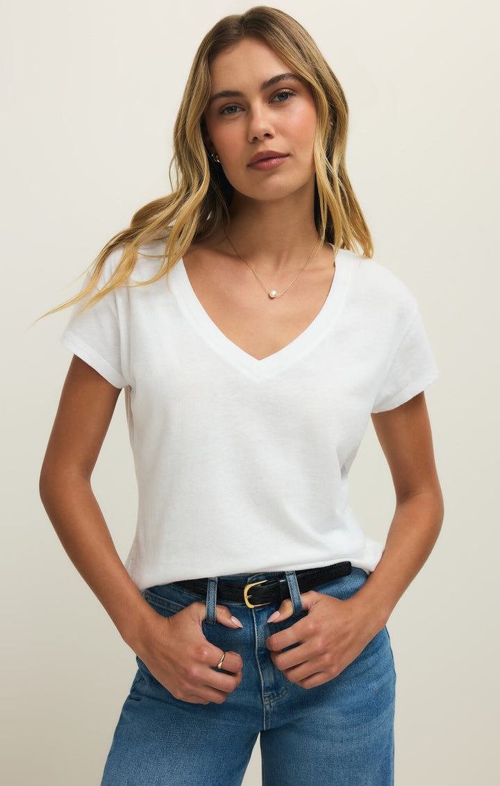 Modern V-Neck Tee | White - Thumbnail Image Number 1 of 2
