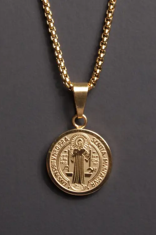 St Benedict Medal Necklace 22" | Gold - Visual Media Number 2 of 3