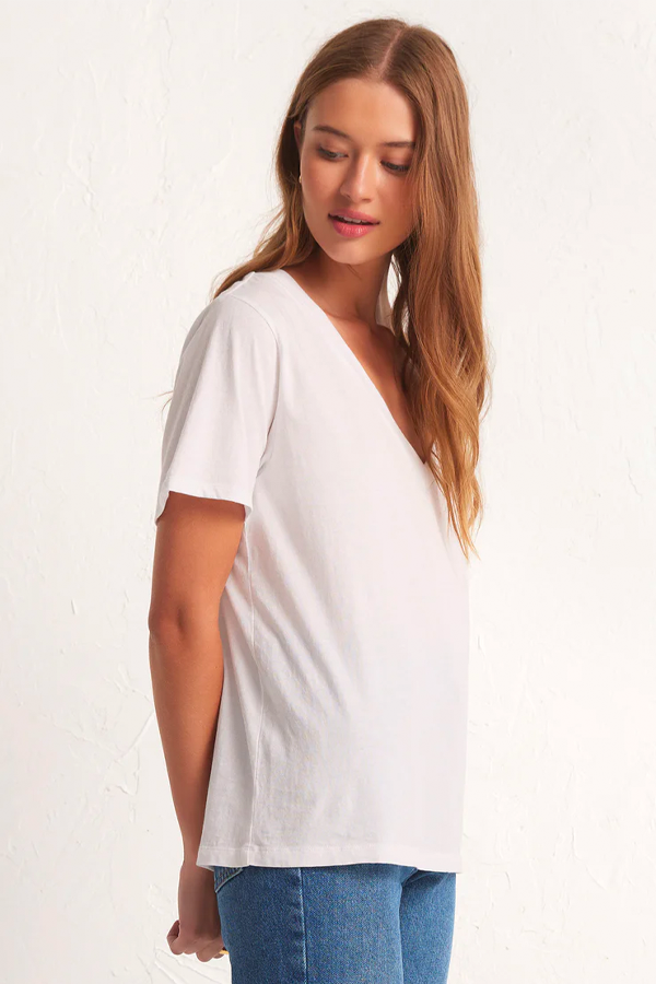 Girlfriend V-Neck Tee | White - Thumbnail Image Number 3 of 3
