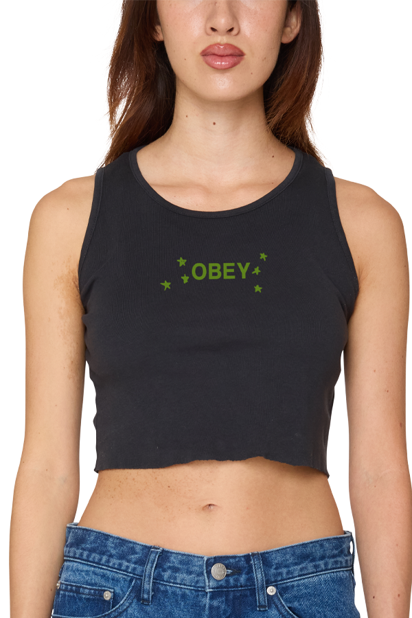 Obey Dizzy Stars Tank | Black - Thumbnail Image Number 1 of 2
