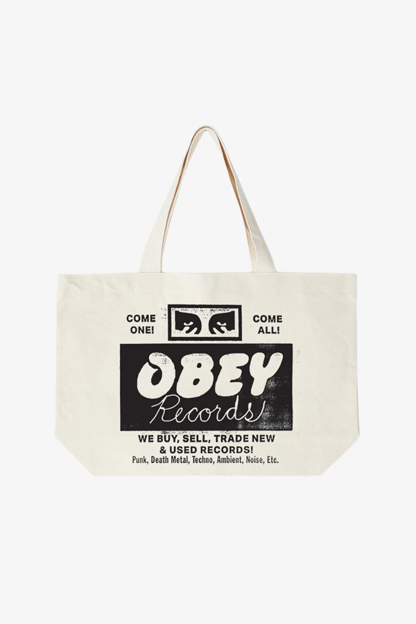 Obey Records Buy Sell Trade Tote | Natural - Visual Media Number 1 of 1