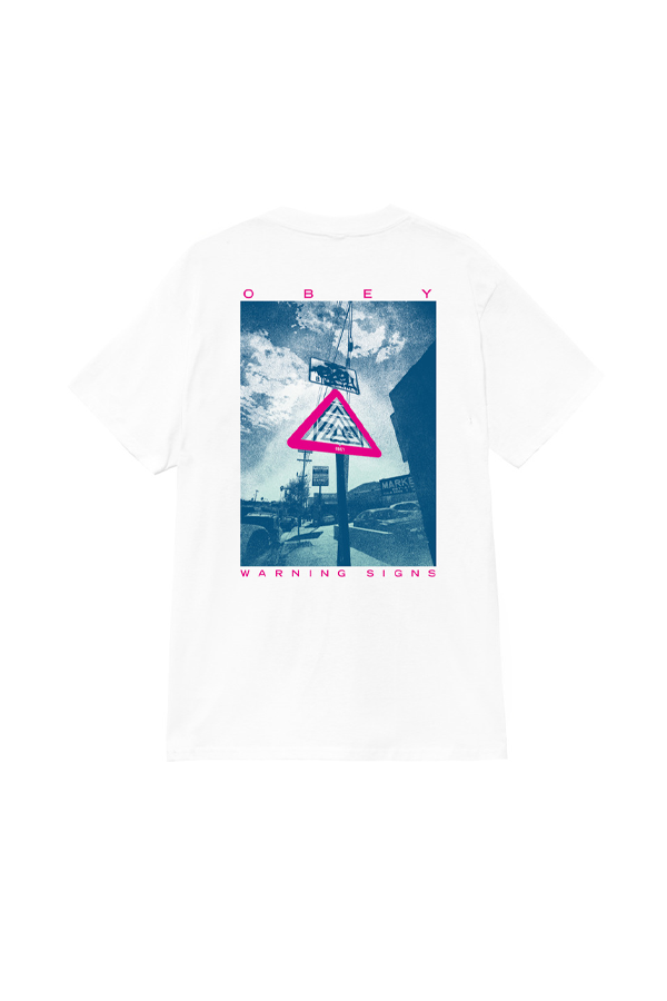 Obey Warning Sign Tee | White - Visual Media Number 1 of 2