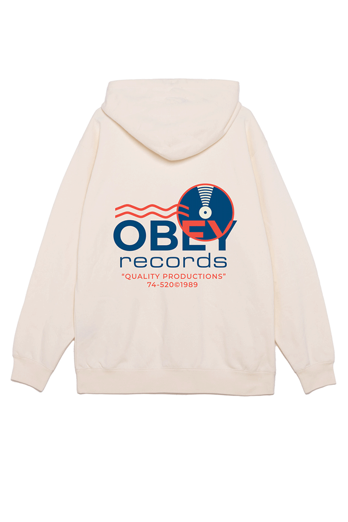 Obey Records Hoodie | Unbleached - Thumbnail Image Number 1 of 2
