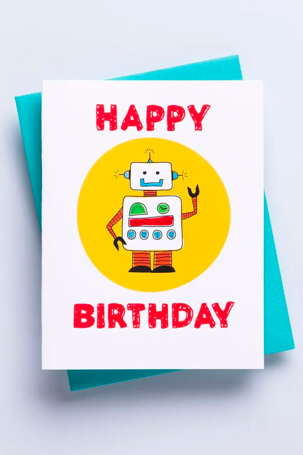 Robot Birthday Card - Main Image Number 1 of 1