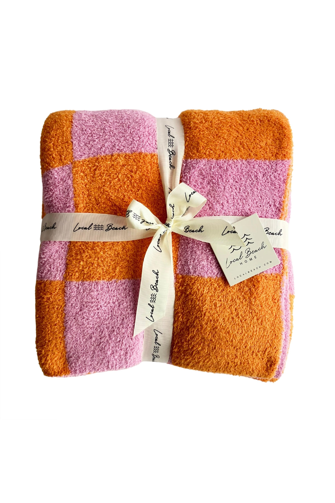 Checker Luxe Home Blanket | Bubble Gum & Orange - Visual Media Number 1 of 1