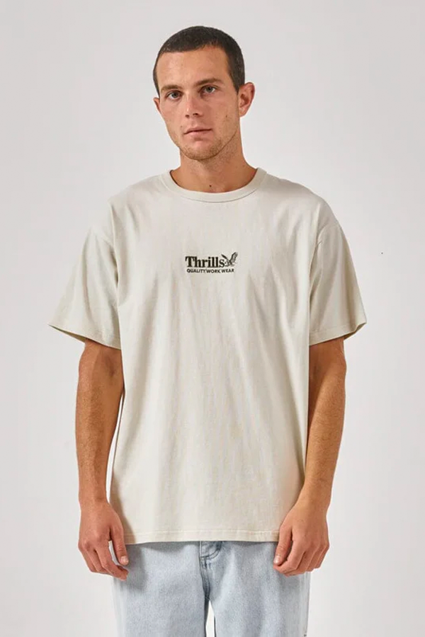 Thrills Workwear Embro Merch Tee | Heritage White - Visual Media Number 1 of 3