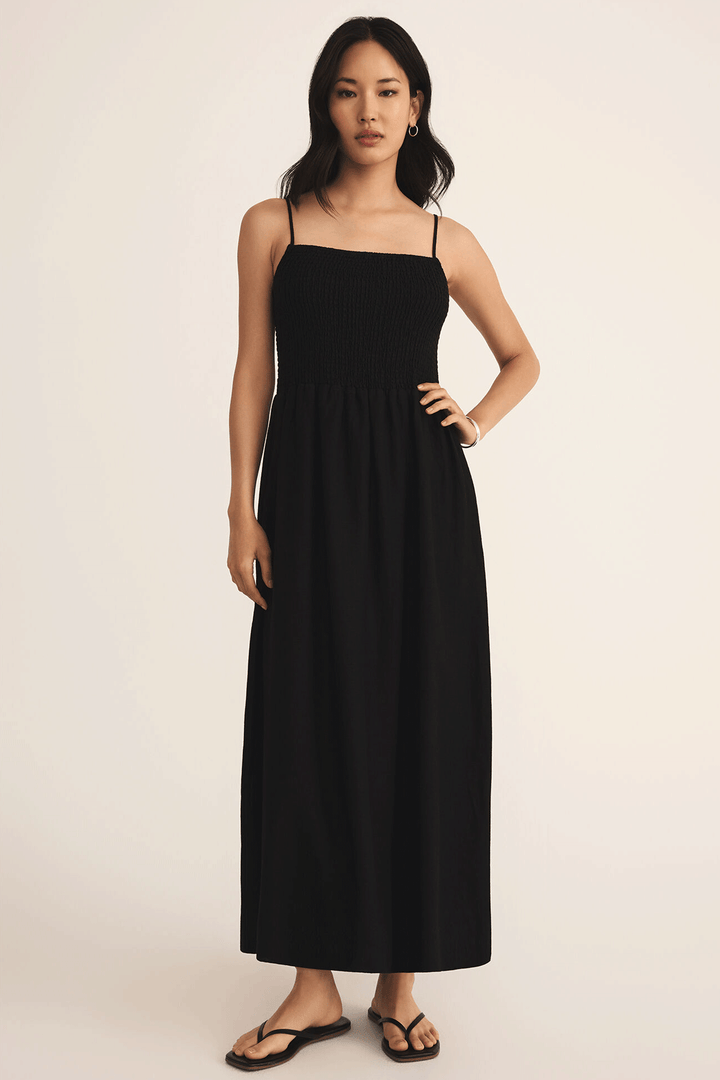 Bayside Linen Maxi Dress | Black - Thumbnail Image Number 1 of 3
