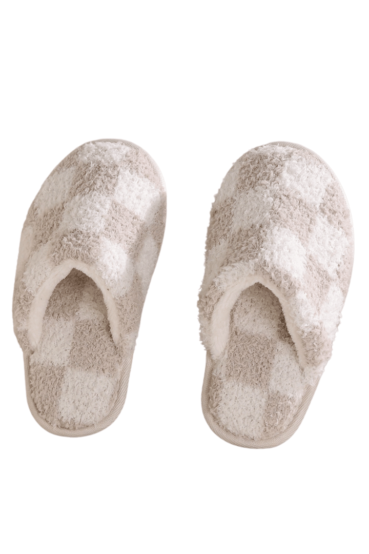 Checker Cozy Slippers | Sand &amp; Creme - Thumbnail Image Number 2 of 2
