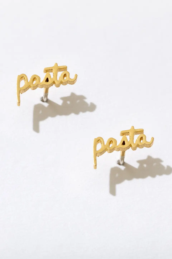 Pasta Stud Earrings | Gold - Visual Media Number 1 of 2