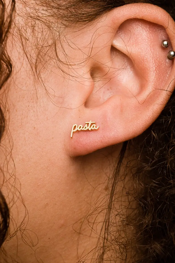 Pasta Stud Earrings | Gold - Visual Media Number 2 of 2