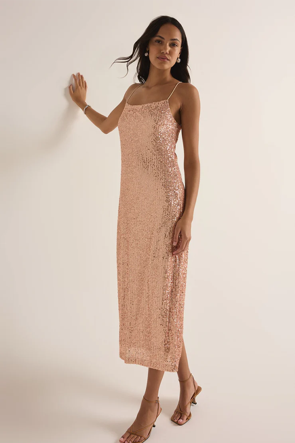 Paulina Sequin Dress | Rose Gold - Thumbnail Image Number 4 of 5
