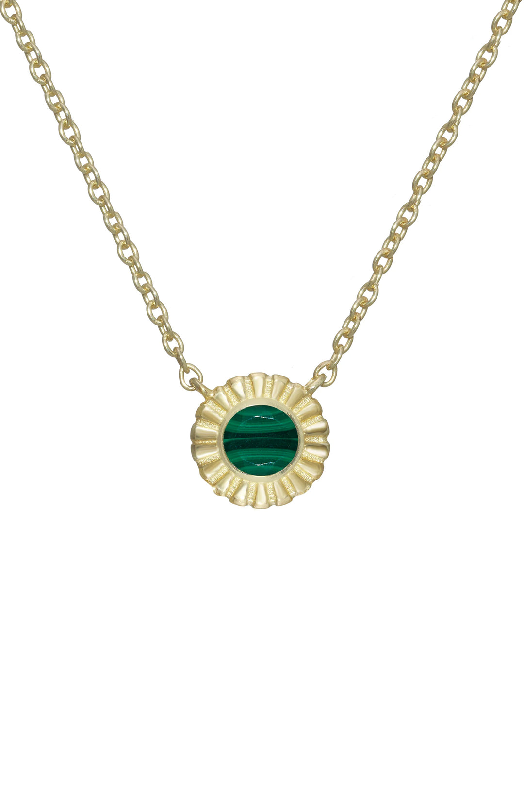 Sunburst Gemstone Pendant Necklace | Malachite - Visual Media Number 1 of 1