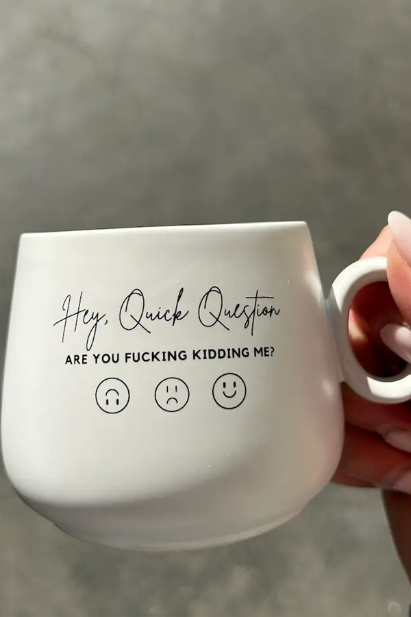 Hey Quick Question Cappuccino Mug - Visual Media Number 1 of 1