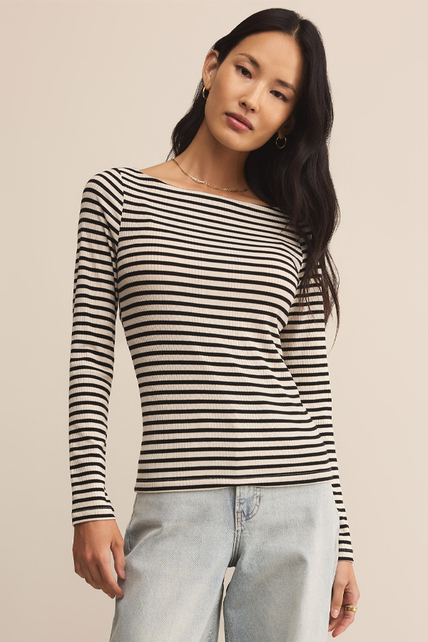 Pristine Striped Tee | Black - Visual Media Number 1 of 1