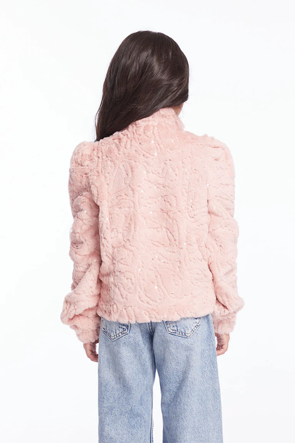 Girls Puff Sleeve Jacket | Pinky - Visual Media Number 3 of 3