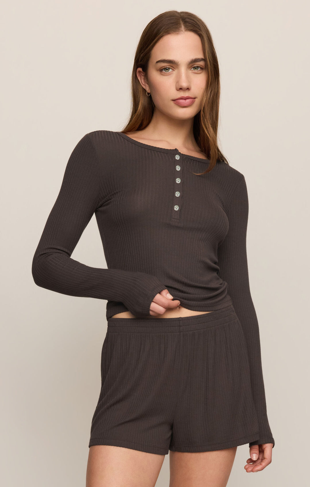 Just Right Rib Top | Cocoa Bean - Visual Media Number 1 of 2