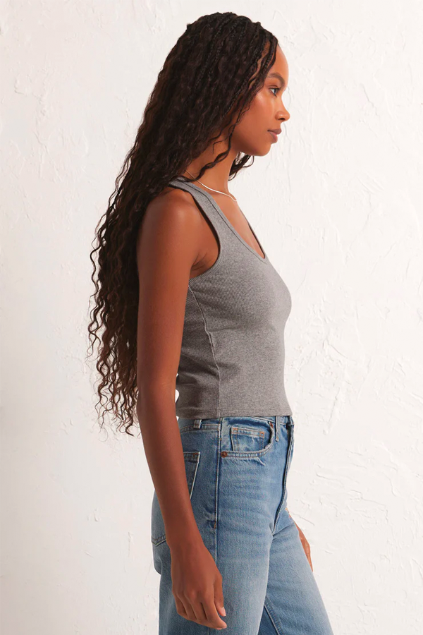 Essy Rib Top | Classic Heather Grey - Main Image Number 3 of 3