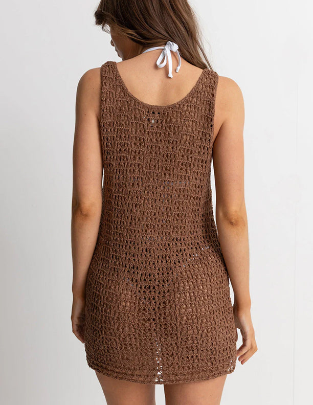 Maddie Knit Mini Dress | Chocolate - Main Image Number 2 of 3
