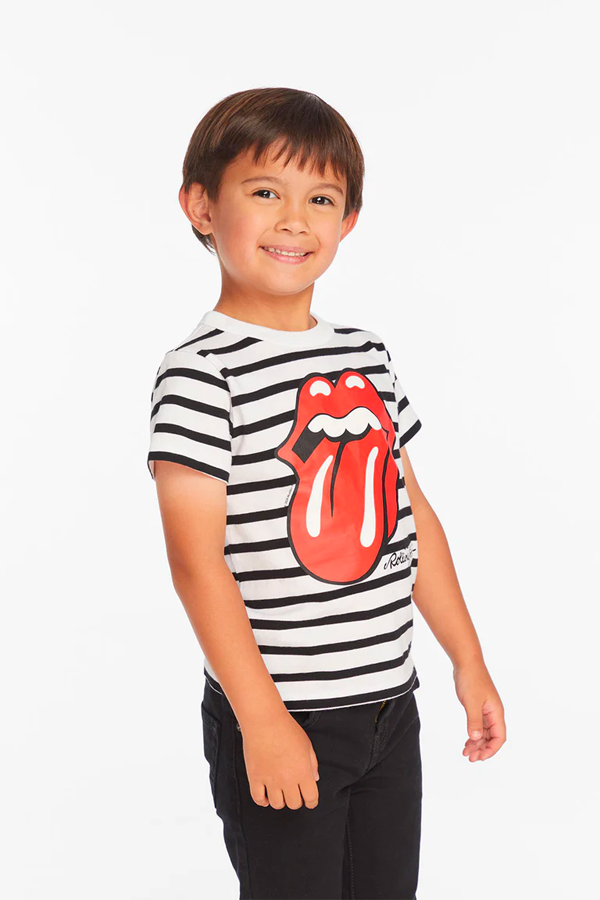 Rolling Stones Logo Tee | Black White Stripe - Main Image Number 2 of 4