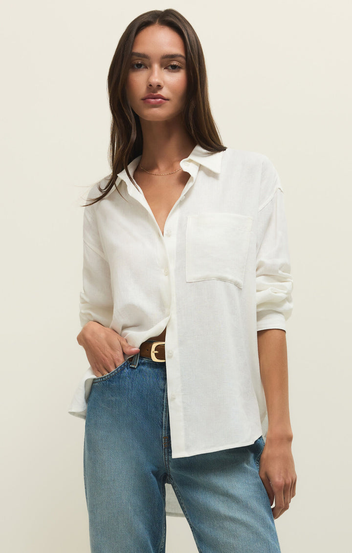Alfie Button Up Shirt | White - Thumbnail Image Number 1 of 2
