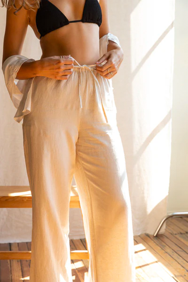 Classic Drawstring Pant | Oat - Visual Media Number 1 of 3