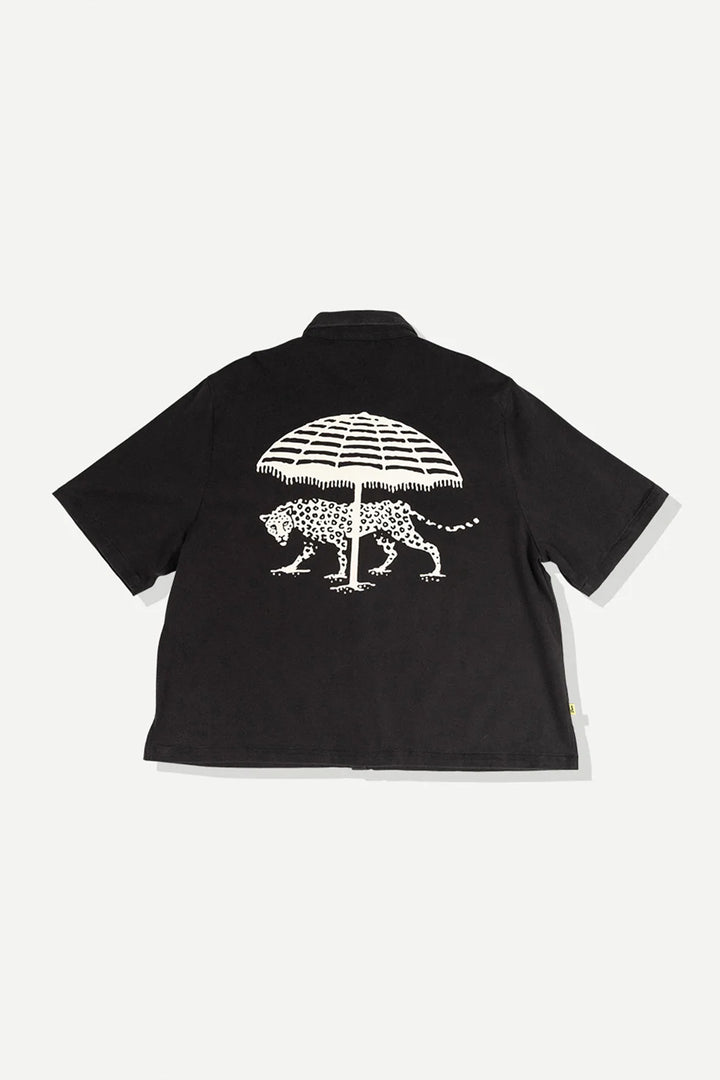 Relax Cotton Crop Buttonup | Black - Thumbnail Image Number 2 of 3
