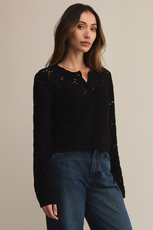 Rosalyn Sweater Cardigan | Black - Thumbnail Image Number 2 of 3
