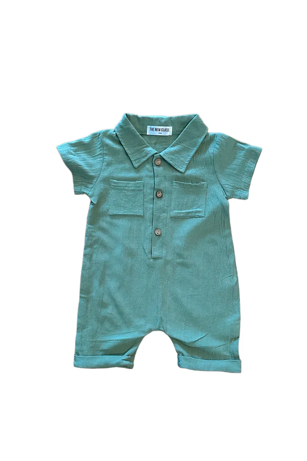 Wolf Linen Romper | Mint - Main Image Number 1 of 1