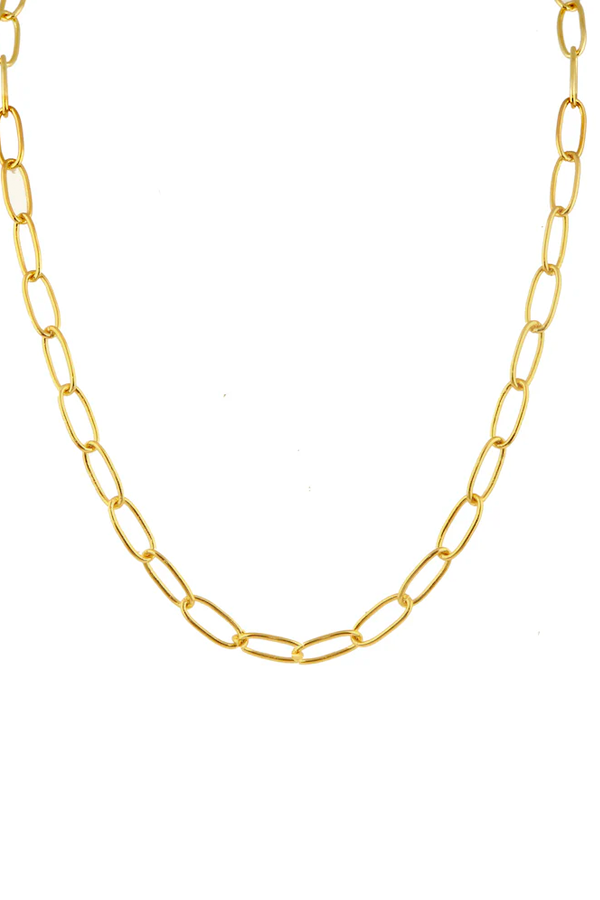 Elongated Oval Chain Necklace 18" | Gold - Visual Media Number 1 of 2